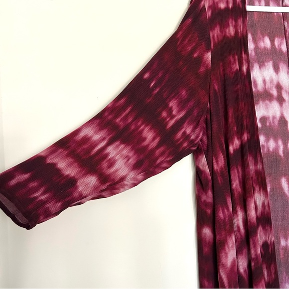 Torrid Women’s Red Tie Dye Gauze Long Sleeve Open Front Cardigan - Picture 7 of 14